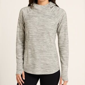 Avalanche hoodie grey white long sleeves thumb holes like new long back